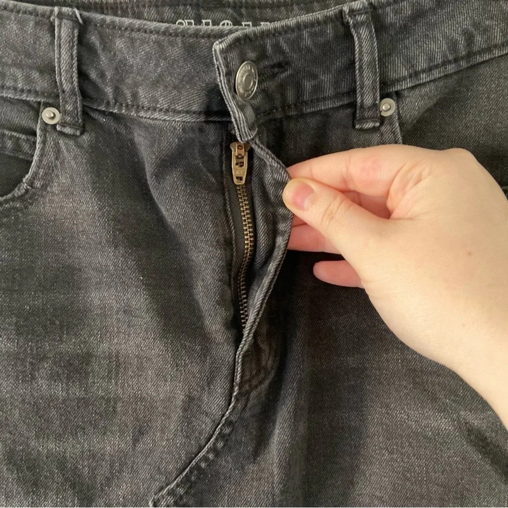 Distressed Denim Skirt Black Mini Skirt Deconstructed Size 2 Wild Fable - Picture 9 of 15